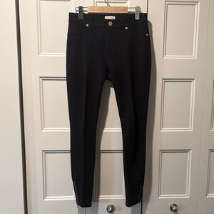 Ted Baker Black skinny stretchy Trousers with Rose Gold Accents and zip cuffs